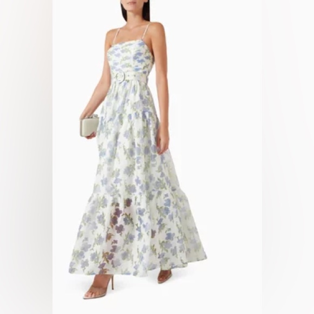 Elliatt Cleo A-line Gown in White & Blue Floral Size S NWT - Picture 3 of 9